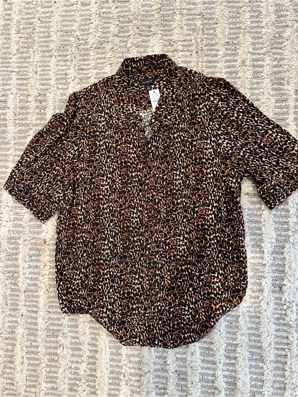 Talbot’s Short-Sleeve Leopard Print Blouse - Brown/Black